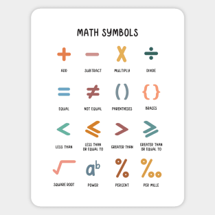 Math Symbols Educational Art in Muted Boho Rainbow Colors for Kids Sticker